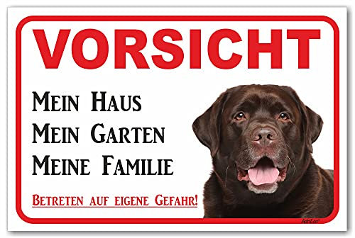 AdriLeo Schild - Vorsicht brauner Labrador Retriever - Mein Haus - (20x30cm) / Achtung Hund Wachhund robust langlebig UV-beständig wetterfestes Warnschild