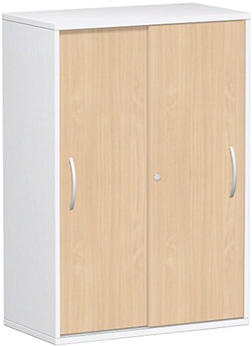 Gera Möbel Schranksystem Flex Schiebetürenschrank, Holzdekor, buche/weiß, 80 x 42.5 x 118.2 cm