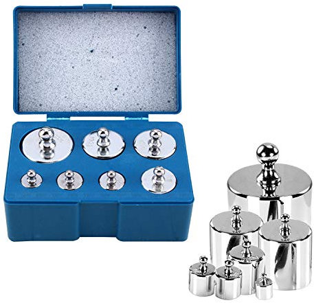 Trimming Shop 500g, 7pc - Chrome Plated Calibration Weight Set (1 x 200g, 2 x 100g, 1 x 50g, 2 x 20g, 1 x 10g) with Tweezers for Analog Scale, Digital Scale, Pocket Scales, Jewelry.