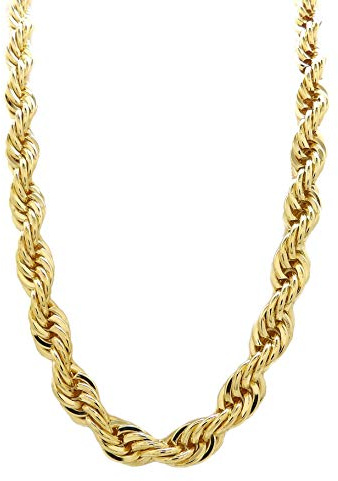 Fashion 21 Hip Hop 80' Unisex Rapper's 8, 10, 12mm Hollow Rope Chain Necklace in Gold, Silver Tone