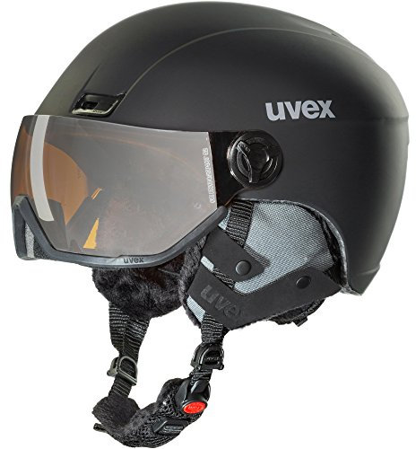 uvex hlmt 400 Visor Style - Leichter Skihelm für Damen und Herren - individuelle Größenanpassung - mit Visier - Black - 58-61 cm