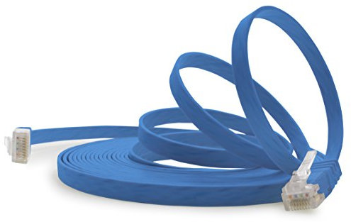 1aTTack.de 10m - Blau - 1 Stück - Cat.6 Flaches Netzwerkkabel Cat6 Flachkabel Ultra Flach Cat.6 Patchkabel 1000 Mbit/s Gigabit LAN (RJ45) Flach Slim Micro