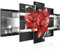 Runa Art - Bilder Blumen Lilien 200 x 100 cm 5 Teilig XXL Wanddekoration Design Rot 008651c