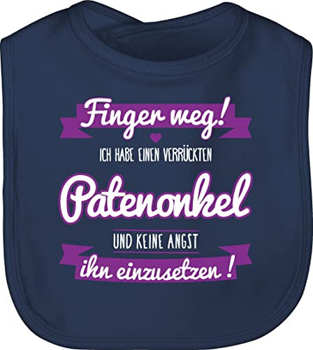Baby Lätzchen - Ich habe einen verrückten Patenonkel lila - Unisize - Navy Blau - paten+geschenk+zur+geburt paten onkel taufpate latz geschenke patenkind geburt taufpaten kinderlatz zur finger weg