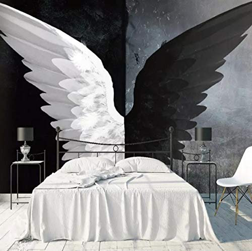 Nordische moderne schwarze weiße Engelsflügel der Fototapete 3D, die Wandkunstwohnzimmer-Schlafzimmerhauptdekoration malen