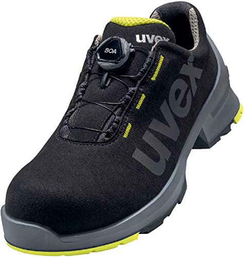 Uvex 1 Halbschuh mit BOA Fit System, Sicherheitsschuhe S2 SRC, Arbeitsschuhe für Damen & Herren, Schwarz/Lime, Größe 40