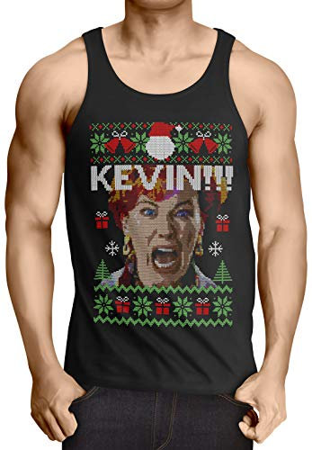 style3 Allein zu Haus Herren Tank Top Kevin Xmas Weihnachten Weihnachtspullover Pulli Ugly Sweater Strick, Größe:M