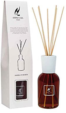 HYPNO CASA DIFFUSORE di Profumo per L'AMBIENTE con Bastoncini FRAGANZA Ambra D'ARABIA 250 ML Made in Italy
