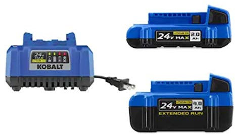 Kobalt Lot de 2 Batteries au Lithium pour Outils électriques 24 V Max 2 A Heures et 4 A Heures (Chargeur Inclus)