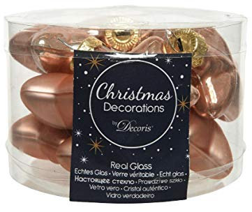 Christmas-Decorations 12 Weihnachtskugeln Glas 4cm Sterne Rosegold