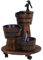 Outsunny Holzfass-Brunnen mit Wasserpumpe,Kaskadenbrunnen,ZImmerbrunnen,Rustikales Holz,Vintage-Stil,Einfach zu transportieren,Tannenholz,Verkohltes Holz,Maße 60 x 60 x 78 cm