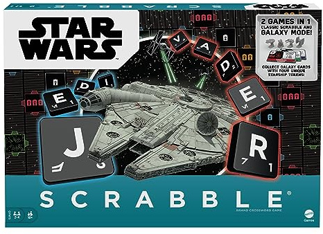 ​Mattel Games Scrabble Star Wars Edition Family Board Game with Galaxy Cards & Spacecraft Mover Pieces, Glossary, Gift for Teen Adult or Family Game Night Ages 10 Years & Older​