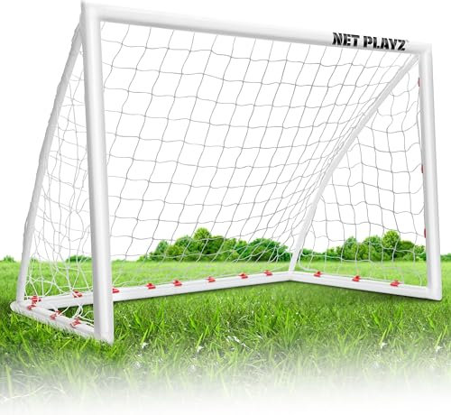 NET PLAYZ Fußballtore für den Garten, hochfestes, schnell aufstellbares Fußballtornetz – 1,83 m x 1,22 m – wetterfest, Fußballgeschenke für Kinder, Jugendliche und alle Altersgruppen
