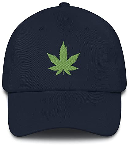 Generisch Baseball Cap Navy mit Cannabis Blatt Stickerei, Kappe, Baseballcap, Basecap, Unisex