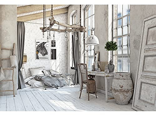 Aoihrraan 2,2x1,5m Nordic Schlafzimmer Interieur Hintergrund Weiß Wand Holz Boden Fenster europäisch Stil Zimmer Rahmen Fotografie Hintergrund Film Shootings Persönliches Nostalgie Porträt Foto Prop