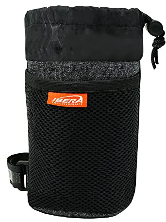 Ibera Fahrrad Getränkehalter, Fahrrad Lenker Wasserflaschenhalter, Getränkehalter mit Netztaschen für Mountainbike, Rennrad, Roller