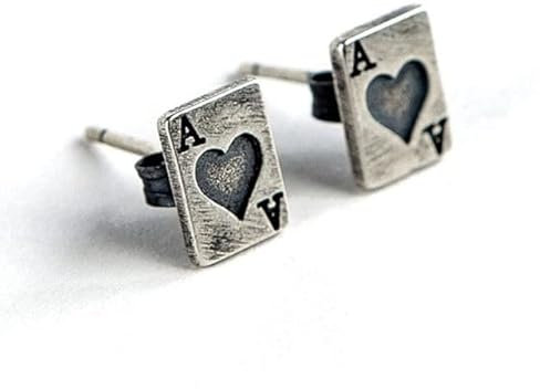 ZLING 925 Sterling Silber Poker Ohrstecker Persönlichkeit Kreative Poker Ace Herzen Ohrring Ohr Piercing Ohrstecker Schmuck