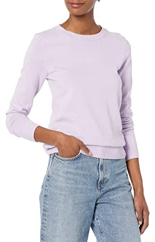 Amazon Essentials Maglione A Girocollo in 100% Cotone (Disponibile in Taglie Forti) Donna, Lilla Pastello, S