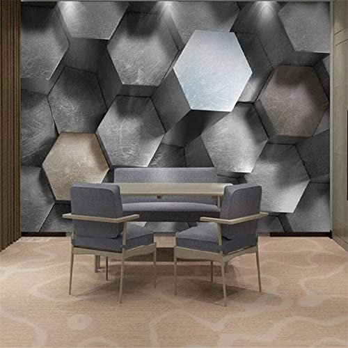 Murals Wallpaper, Hexagon Gray Black And White Peel And Stick Wallpaper For Living Room Office Hotel Bedroom Dining Room Home Decor Removable Wall Stickers Wall Art Wall Posters 400 x 280 cm (WxH)