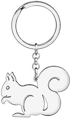 WEVENI Cute Eichhörnchen Schlüsselanhänger Edelstahl Schlüsselring Ringe Schmuck Tiere Charms für Frauen Mädchen Damen (Versilbert)