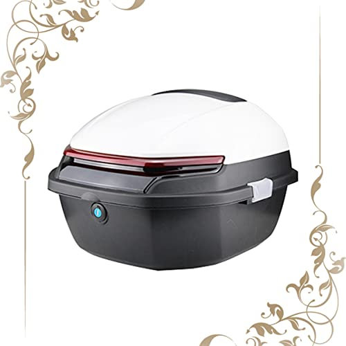 50 Liter Top Case Roller Koffer Abnehmbar, Motorradkoffer Universal Für 1 Helme, Monolock Fahrradbox, Wasserdicht (Color : Weiß)