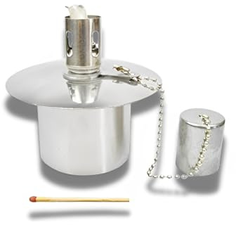 Edelstahl-Ölbehälter für Gartenfackeln und Brenner - 60 cm³ - mit Kindersicherung - Behälter 5,15 cm Ø (3) - Hanna's Laden