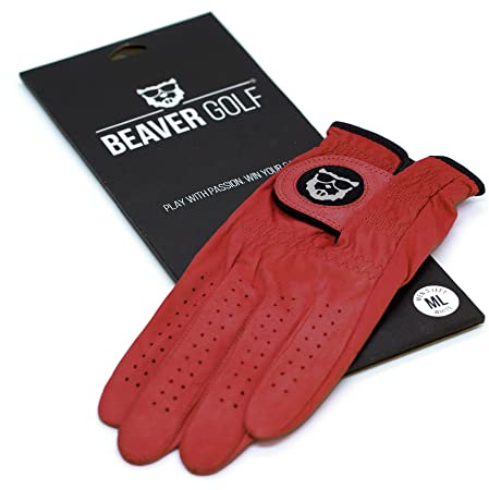 BEAVER GOLF Herren Golf Handschuh Red Velvet - Premium Cabretta-Leder - Nachhaltig - Handarbeit