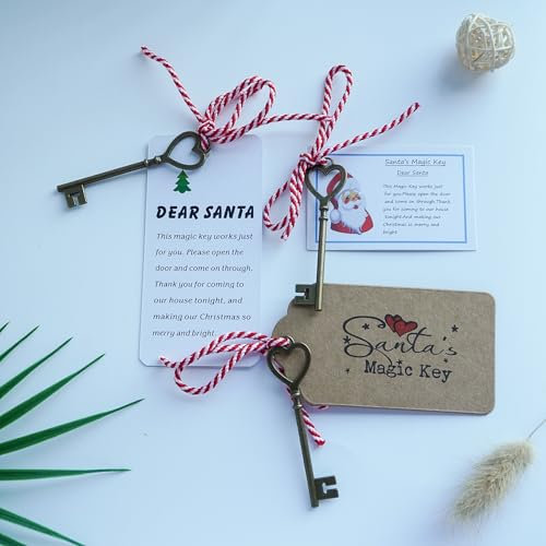 3 Stück Weihnachtsmann-Anhänger-Karte Eve Tradition Kein Schornstein Handgemachter Weihnachtsmann Magischer Schlüssel