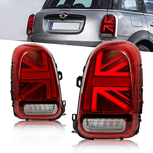 Archaic Rückleuchten kompatibel mit MINI Countryman Cooper/Coopers Hatchback F60 2017–2020, mit Animation DRL, Rot,Kein E-Prüfzeichen