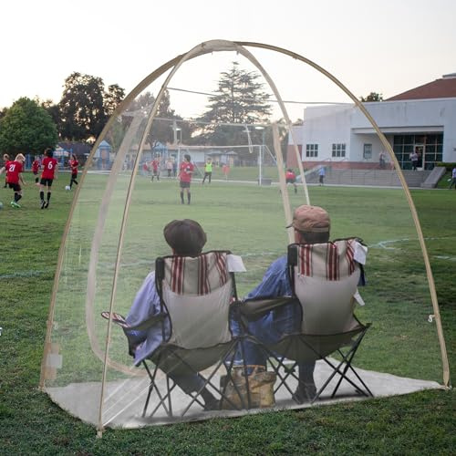 Eighteentek Sportzelt, 2,1 m x 1,2 m x 1,8 m, sofort aufklappbarer Unterstand bietet Schutz vor Kälte, Wind, Regen, 540° Panorama-sauberes Blasenzelt für Sportveranstaltungen, Camping, Angeln, Jubeln,
