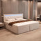 Home Deluxe - Boxspringbett ZENOVA - 180 x 210 x 106 cm, Beige, inkl. H3/H4 Matratzen, gepolstertes Kopfteil inkl. LED Beleuchtung I Doppelbett Komforbett
