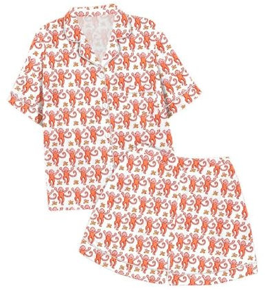 KJSAGFIUGF Summer Pajamas for Girls 2 Piece Pajama Set Y2k Trendy Roller Dupes Rabbit Preppy Short Sleeve Pajama (Red,2-3 Years)