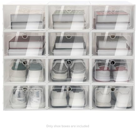 Queeucaer 20X Transparent Schuhbox Schuhkarton Schuhaufbewahrung Schublade Stapelbar Schuhboxen StapelbarSchuhbox Set Schuhkasten Aufbewahrung stapelbar Flip-Top-Schuhkartons,Verbessert und verdickt