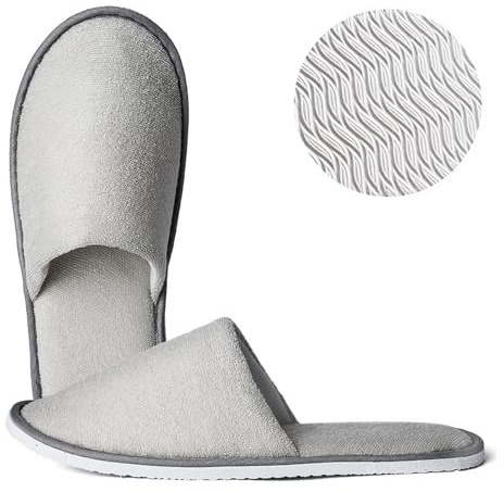 Pantofole hotel, Non Monouso pantofole ospiti lavabili Riutilizzabile ciabatte ospiti ciabatte da viaggio Anti-Slip pantofole (Grigio chiaro, Sistema Taglie Calzature EU, Adulto, Numero, Media, 38)