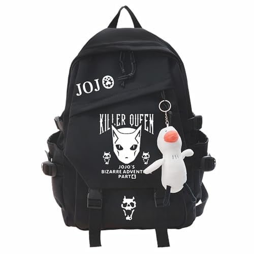 Charous Anime Manga JoJo's Bizarre Adventure Rucksack aus Nylon, multifunktional, für Schule, Uni, Jojo-Fan, Cosplay, Schwarz, Schwarz 5, One size