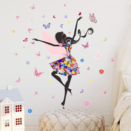 astylishome Wall Stickers & Murals Flower Sticker Butterfly Wildflower Decals Removable Peel and Stick Floral Walls Decor Art Wallpaper for Living Room Bedroom Kitchen Office Nursery 1406