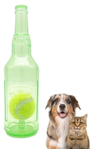 FAHOI Interactive Toys for Dogs, Dog Play Bottle Toy for Chew and Squeeze, Interactive Squeaky Toy for Kids Pets (Green, 19cm)