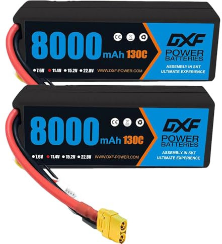 DXF 2Pack rc battery High-Performance 3S LiPo Battery 8000mAh 130C Discharge with XT90 Plug - lipo battery Perfect for RC Cars, 1/8 & 1/10 Scale, Losi, HPI, Axial, Tamiya & More