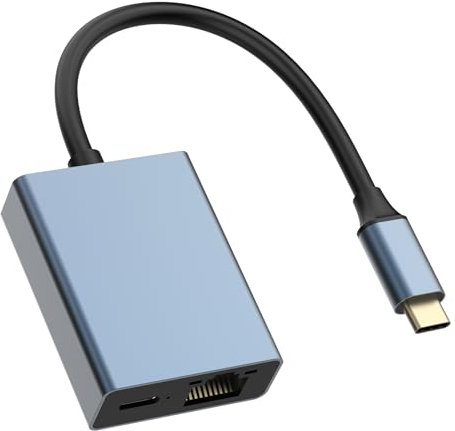 Adaptador USB C a Ethernet, USB C a RJ45 Gigabit Ethernet (para cargador rápido PD de 100 W), adaptador de red LAN de 1000 Mbps para Chromecast TV/Stick, Phone, Mac Book Air, Mac Book Pro y Windows