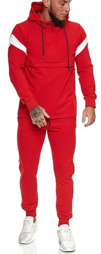 Duohropke Jogginganzug Herren Trainingsanzug Winter Sportanzug, Männer Freizeitanzug Jacke Kapuzenjacke+Hosen Jogginghose Jogginganzug Jogging Hose Jacke Sportanzug