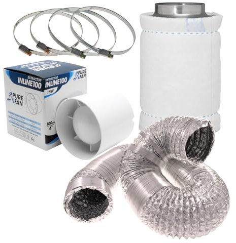 Weedness ECO Extraction Set 305 m3/h 150 mm Flange Ventilation System Indoor Grow Activated Carbon Filter Duct Fan Growbox