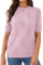 Totatuit T-Shirt Femme Été Chemisier Chic Blouse Col Rond Tops à Manches Courtes Hauts Décontracté Tricoté Mode Ample Top Imprimé Tunique Rose，XL