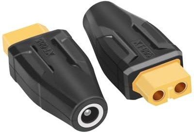RIIEYOCA XT60 to DC5521 Connector, XT60 Female to DC 5.5mm X 2.1mm Female no Wire Adapter for RC car, FPV drone, LiPo Battery, Laptop Power Supplies, etc (2PCS)