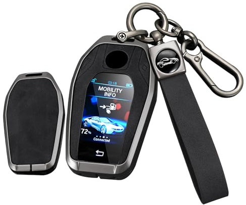 TECART Schlüsselhülle Autoschlüssel Hülle Schlüsselcover Passt für BMW Display LCD 5er 6er 7er G01 G02 G05 G11 G12 G30 G31 GT X3 X4 X5 740 730i 750i 528Li 760Li Schlüsselgehäuse Schutzhülle Schwarz A