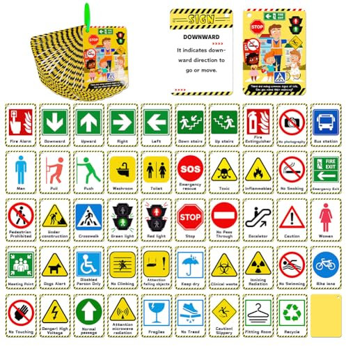 Flash Card, Educational Cards Road Sign Flash Cards Educational Toy Learning Cards Montessori Toy Birthday Gifts for 3-6 Year Old Boys and Girls