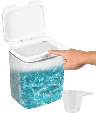 5.5L Automatic Pop-Up Laundry Detergent Storage, Laundry Pods Storage Container with Measuring Cup, Sealed Bathroom Washing Powder Storage with Lid for Washing Pods, Bath Bombs,Scent Booster (5.5L)