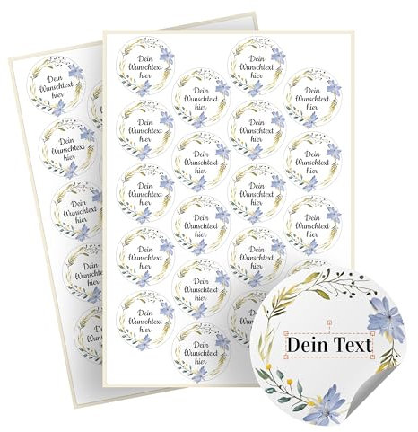 Weihnachtssticker selbst gestalten – 40 personalisierte Aufkleber - Stickerbögen – rund, Ø 5 cm – Weihnachtsetiketten als Geschenkaufkleber – Sticker mit Namen - Kranz - Motiv 8