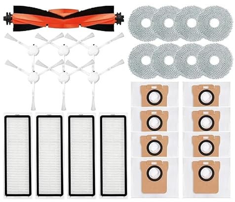 18 accesorios para robot barredor compatible con robot aspirador Xiaomi Robot Vacuum X20+/X20 Plus - 1 cepillo principal, 4 bolsas de polvo, 4 cepillos laterales, 4 filtros, 4 toallitas y 1 cepillo de