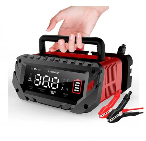 Smart 6V/ 12V/ 24V 30A Battery Charger & Maintainer with Pulse Repair – 4-Mode LiFePO4/AGM/Lead-Acid Charger for Cars, Marine, Trucks, RVs, Lawn Mowers, UK Plug