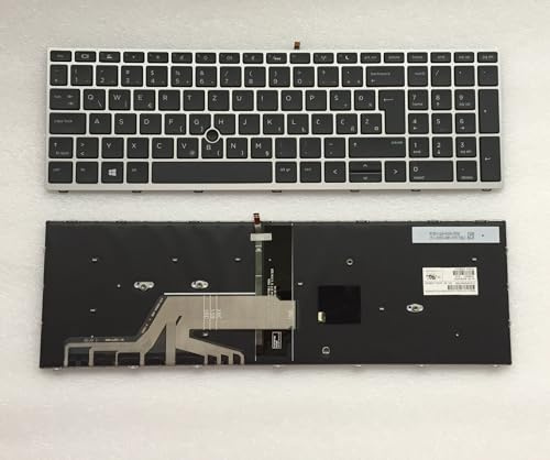 JYJYGDM Parti per Laptop Nuova Slovenia Jugoslavia for HP Probook 650 G4 650 G5 Retroilluminazione Argento con Point Stick Notebook Tastiera del Computer Portatile